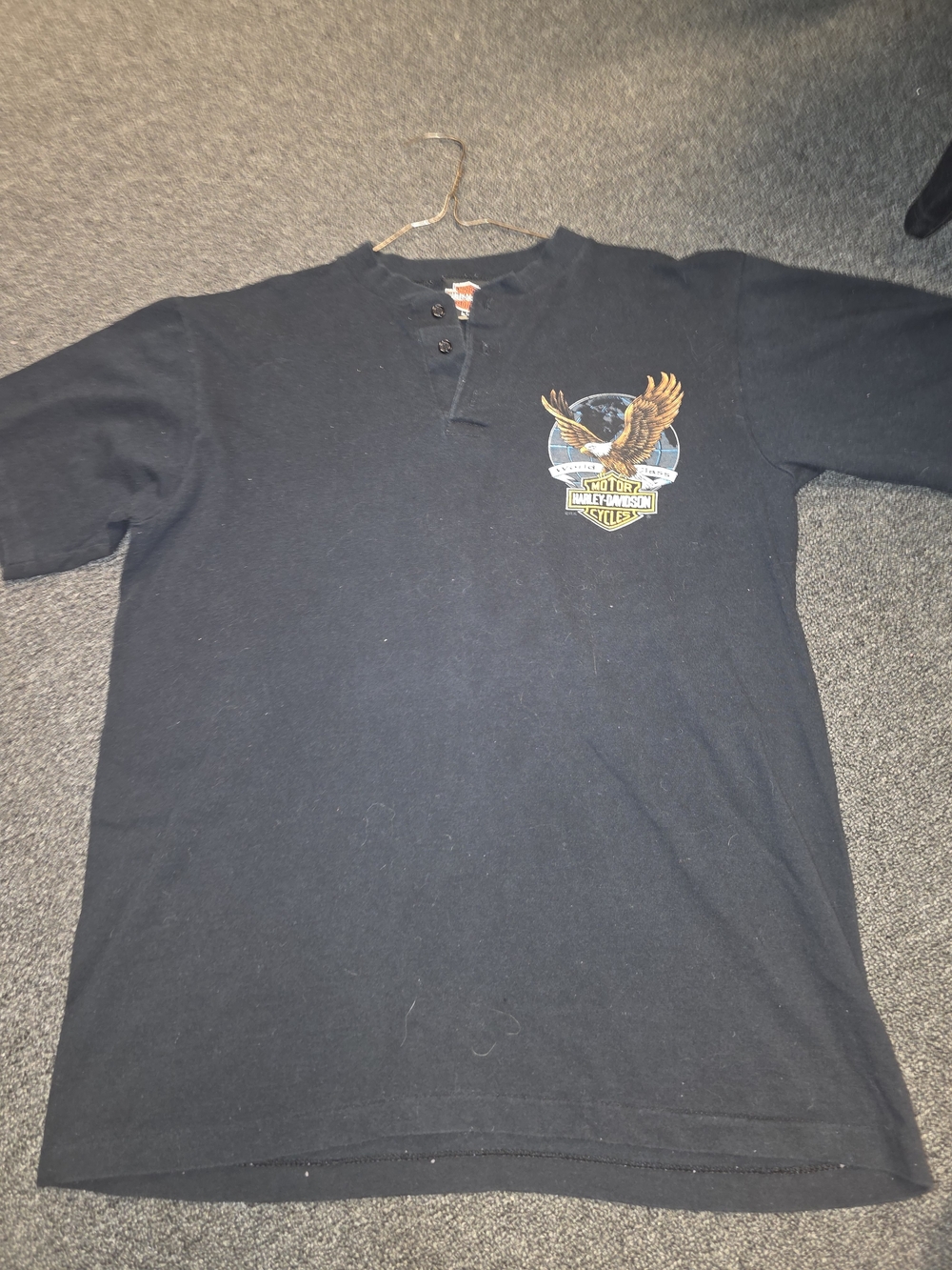 Vintage Harley-Davidson Black Short-Sleeve Henley